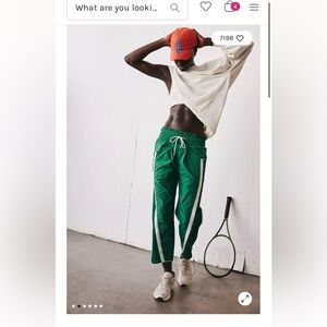 FP Movement by Free People Green Track Pants with White Stripe
